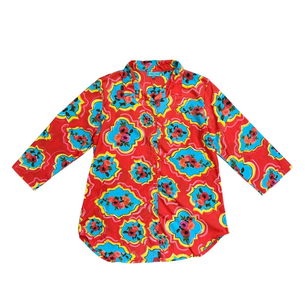 Antica Sartoria Giacomo Cinque Red Floral Medallion Button Down Shirt resort M